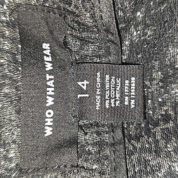 Who What Where Black Metallic Stretch Bodycon Pencil Skirt Size 14 - Picture 9 of 9